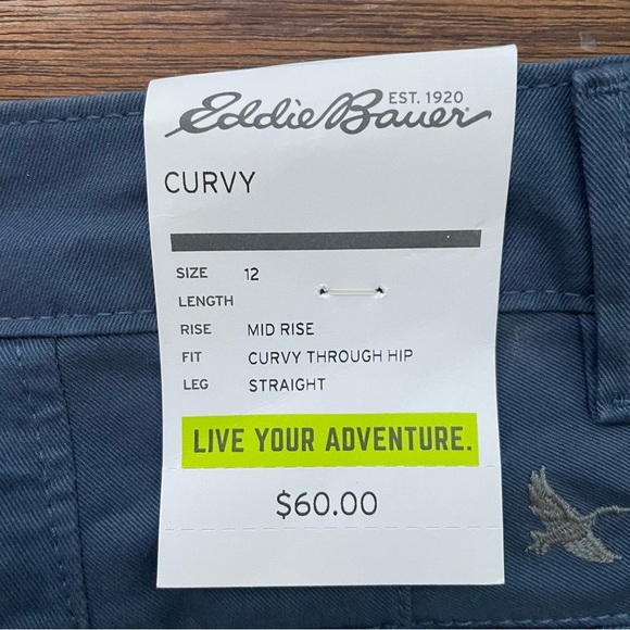 NWT EDDIE BAUER Curvy Straight Leg Stretch Dusty Indigo Mid Rise Dress Pants - Picture 3 of 7